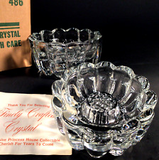 Princess House Crystal Candle Stick Holders Reversible Pillar Lead Boxed 486 picture