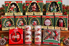 Vintage Coca-Cola Christmas Ornament Lot 1990s Santa Trim A Tree Coke Collectibl picture