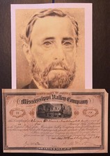 1883 Mississippi Valley Company Stock Signed by Confederate General Absolom West picture