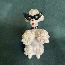 Vintage MCM Ceramic Lefton Spaghetti Poodle w/Glasses  Pink-Please see pics+desc picture