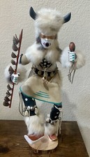 White Buffalo Warrior Dancer 19” Kachina Doll Native American Tribe Signed Bik picture
