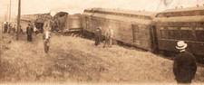 RPPC Train Wreck Passenger Cars Derailment Railroad Accident c1910 On lookers picture