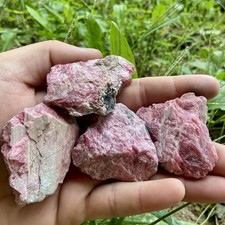 Raw Pink Gem Rhodonite 4 Pc Rough Lot Natural Lapidary Stones 9.44 Oz picture