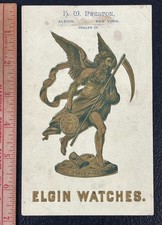 Elgin Watch Embossed Antique Advertising Card Preston Albion NY ca 1900 picture