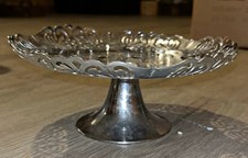 Silver Plate Pierced Pedestal Bowl Compote Dish with Floral Design picture