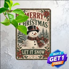 Christmas Snowman Cafe Sign Vintage Winter Holiday Beverage Metal Plaque 8x12 picture