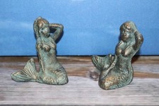 2-Adorable Petite Shelf Sitting Metal MERMAID Figurines,Mythical Decor,N-55A picture