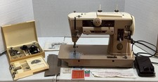 Vintage 1956 Singer 401A Sewing Machine, Several Feet, Attachments, SERVICED,VGC picture