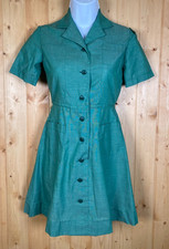 Vintage 60s Girl Scout Uniform A-Line Dress Green Patch Girls Size 8/Women's 2XS picture