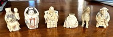 Lot of 6 Antique & Vintage Japanese Carved Netsuke Figurines All Signed picture