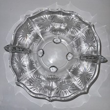 Vnt Fostoria Chintz Etched Palm Leaves With Fan-wing Handles Footed Crystal Bowl picture
