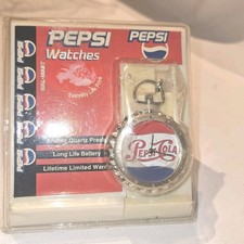 Vtg 1990s Pepsi-Cola Bottle Cap Pocket Watch Unused NOS In Sealed Package PICS picture