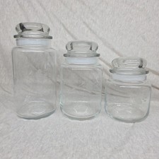 Vintage Princess House Heritage Glass Canister Set of 3 Etched Floral Pristine picture