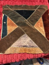 VTG Victorian Velvet Unfinished Antique Quilted Square 17x17 As Is Textile Art picture