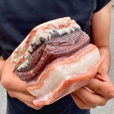 4.2LBNatural Pork Belly Stone Meat Shape Calcite Feng Shui Home Display Ornament picture