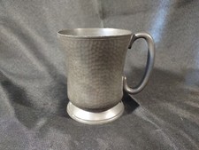 Vintage RoundHead 8440 Pewter Hammered Tankard mug renaissance fair England 16Oz picture