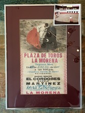 Vintage 1975 Plaza DeToros~La Moreno Mexican Bullfighting Poster ORIGINAL Framed picture