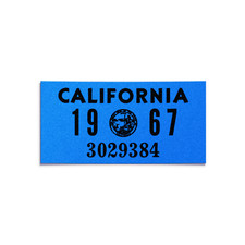 1967 California License Plate Year Sticker - YOM - CA DMV Registration Tab picture