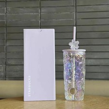 2026 Starbucks Twilight Sakura Glass Tumbler 19oz with Purple Lid & Straw Topper picture