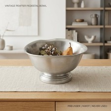 NWOT Preusser Pewter Pedestal Bowl Vintage, Never Used picture