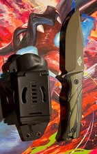 OKnife Fortitude D2 Survival Fixed Blade, Black Drop Point, G10, Sheath picture