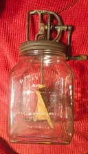 Dazey No. 40 Antique 1 Qt Glass Butter Churn Metal Lid Wood Paddle 1900-1919 picture