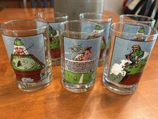 6 Vintage ARBY’S COLLECTOR GLASSES, by Gary Patterson, 1982 heavy-weight PERFECT picture
