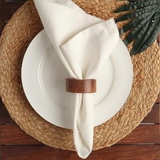 Handmade Acacia Wooden Napkin Rings Set of for Dining, Anniversary, 12 Plain picture