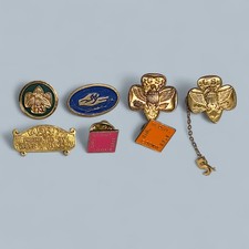 Vintage Girl Scout Hat Lapel Pins Lot Of 7 picture