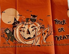 1 Rare Vintage Tuttle Halloween Crepe Paper Tote 13x18” panel precut pieces NOS picture