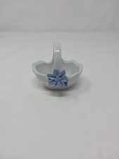 Vintage Pottery Ceramic Basket With Blue Flowers picture