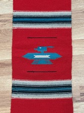 VINTAGE CHIMAYO NEW MEXICO Wool Rug Southwest Textile Santa Fe 24