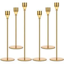 Set of 6 Gold Candlestick Holders Taper Candle Holders Candle Holders Decorat... picture