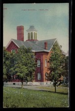 Vintage 1913 High School Troy PA Postcard William Erm Hand-Colored picture