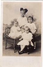 c1905 Vintage Photo RPPC Four Beautiful Children Girls Hair Bows Postcard picture