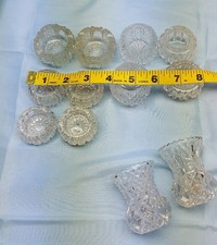 10 Vintage Crystal Salt cellars + 2 Toothpick Holder from 1930s -1949s picture