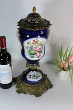 Antique French bayeux faience porcelain floral bronze vase  picture
