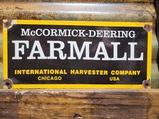 VINTAGE FARMALL PORCELAIN SIGN OLD MCCORMICK DEERING FARM TRACTOR HARVESTER  picture