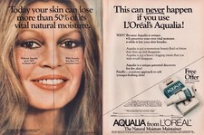 1977 BRIGETTE BARDOT ~ L'OREAL Cosmetics Aqualia 2 Page vintage MAGAZINE AD picture