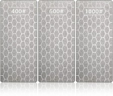 3PCS Diamond Sharpening Stone Set 400/600/1000 Chisel Honing Flattening Plate US picture
