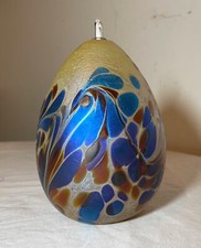 hand blown Maytum studio Art Glass iridescent aurene egg shaped oil lamp vase picture