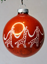 VTG Glass Stencil Pictured CIRCUS GIRAFFE Christmas Ornament Shiny Brite ORANGE picture