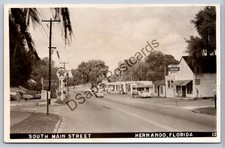K66/ Hernando Florida RPPC Postcard c1950s South Main Street Stores  387 picture