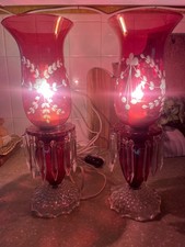 vintage cranberry crystal glass lamps picture