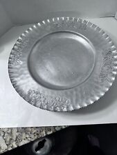 Vintage Cromwell Hammered Aluminum Rotating Tray Lazy Susan Fruit & Flowers 16” picture