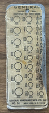 Vintage General Hardware No 14 Fractional Size Drill Gauge 1/16-1/2