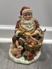 Vtg 2004 Fitz And Floyd Christmas Santa Claus Silent Night Music Box Works 8