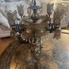 1969 Loevsky & Loevsky Waterfall Crystal & Brass Chandelier picture