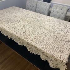 Antique Needle Point Bobbin French Lace Point de Venise lace tablecloth picture