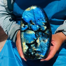 4.42LB Natural Labradorite Blue Quartz Crystal Polished Healing Sample 6428 picture